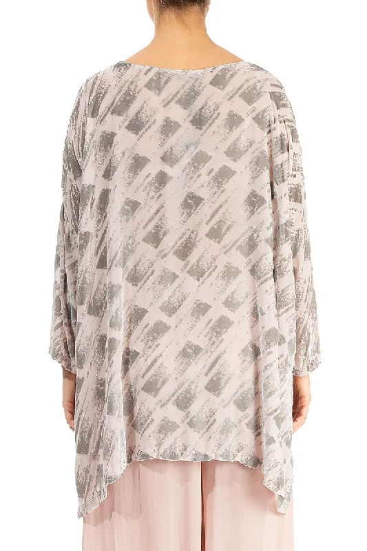 Loose Devoré Antique Rose Silk Tunic