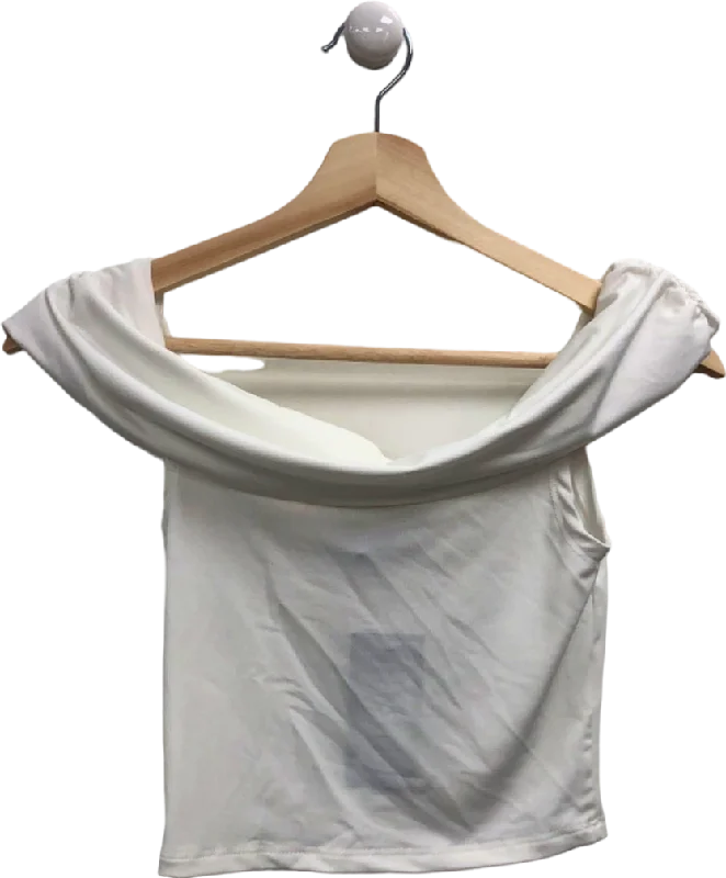 New Look White Go Basic Bardot Crop Top UK 8