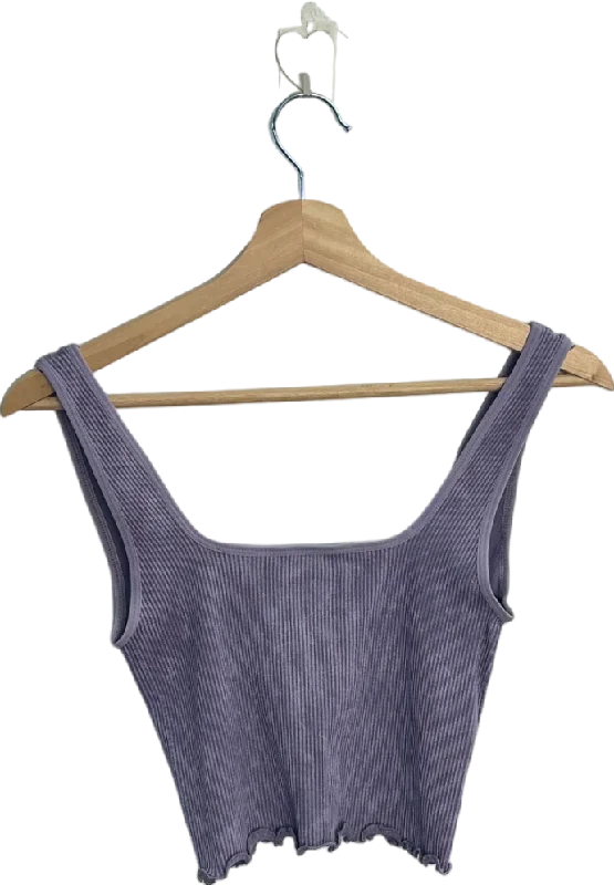 Urban Outfitters Purple Ribbed lettuce edge crop Top S