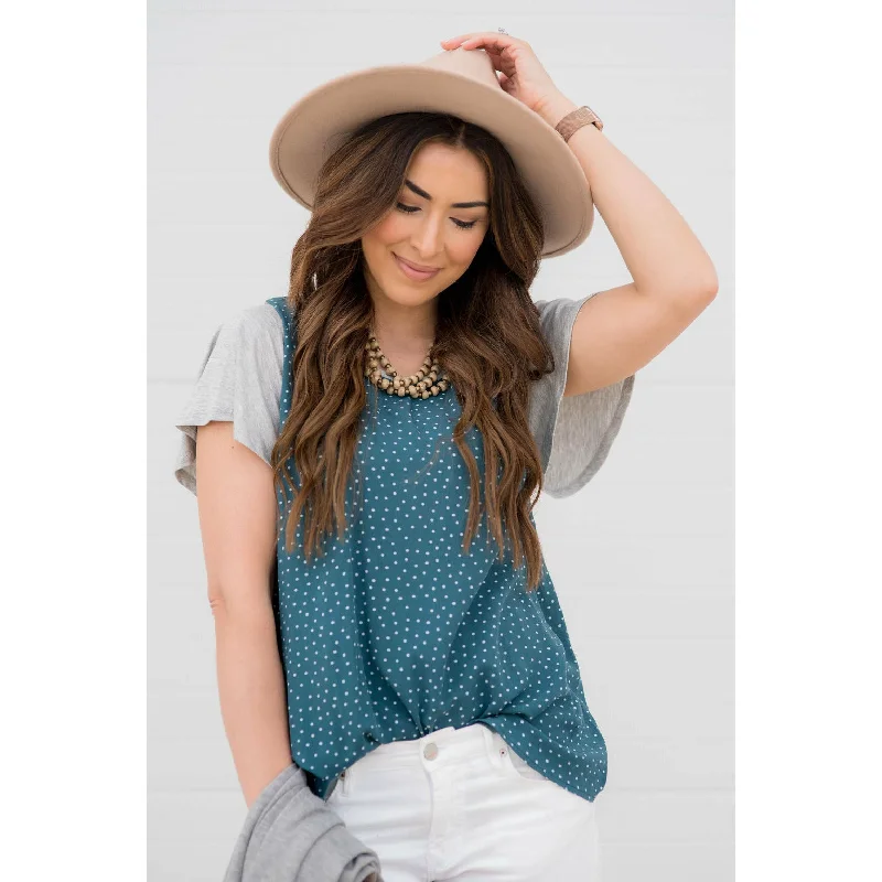 Polka Dot Front Flutter Blouse