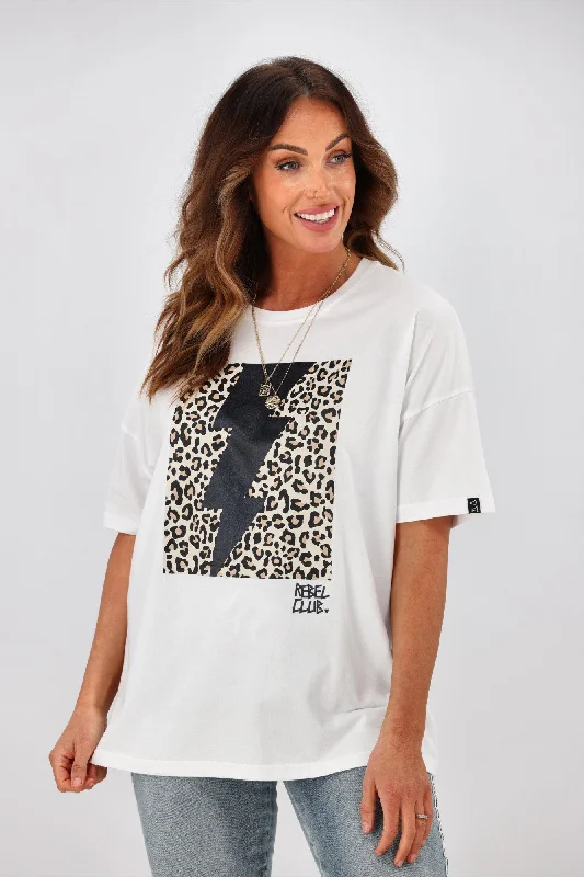 Rebel Club by Shine On Leo Bolt Boyfriend Tee  White