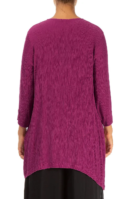 Side Pocket Crinkled Magenta Silk Viscose Tunic