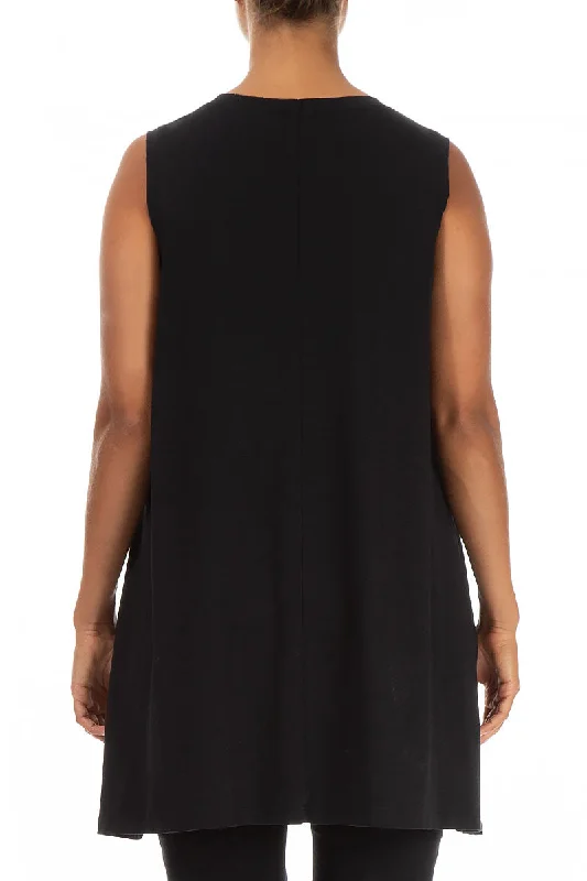 Sleeveless Black Cotton Tunic