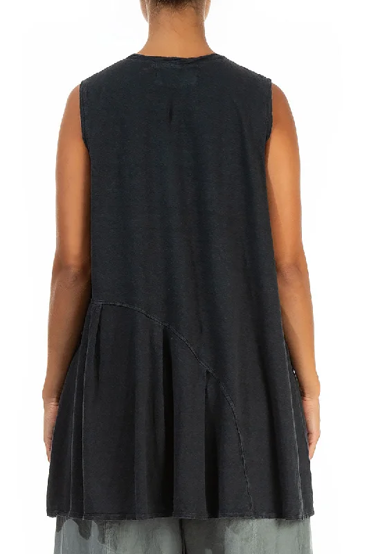 Sleeveless Graphite Linen Jersey Tunic