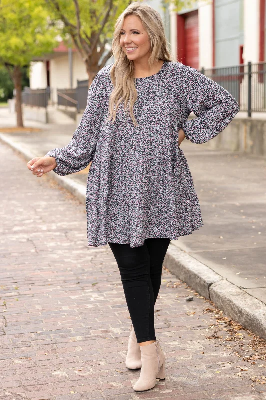 Still Blooming Tunic, Navy