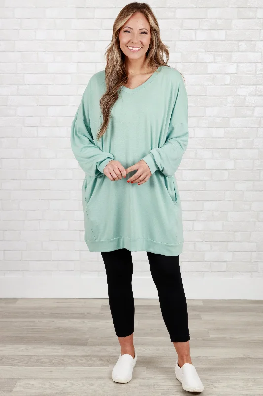 Take It All Tunic, Dusty Green