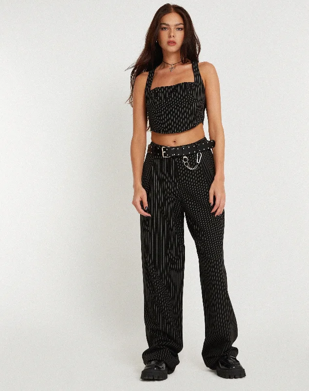 Targun Crop Top in Pinstripe Black