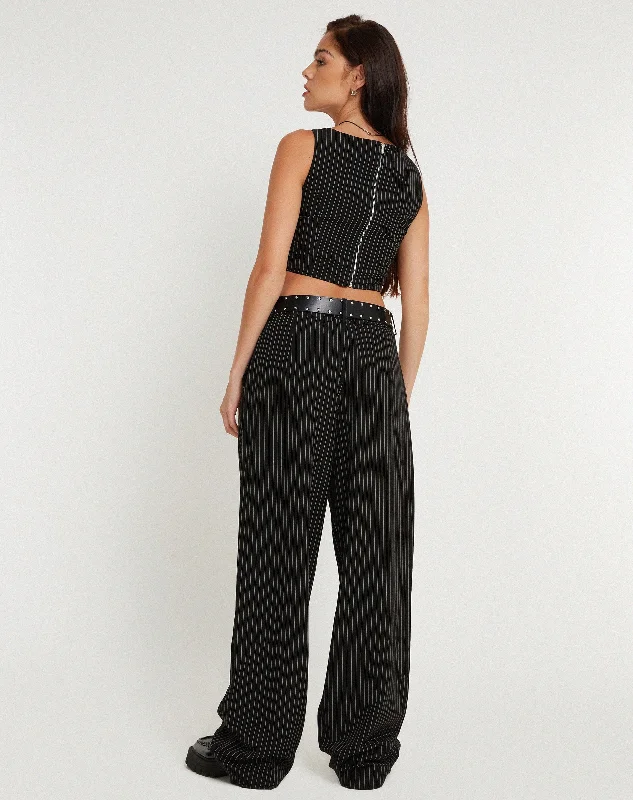 Targun Crop Top in Pinstripe Black