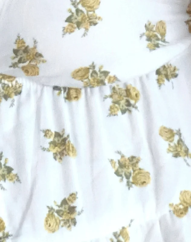 Tezza Top in Funshine Floral Off White