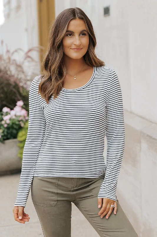 Thread and Supply Black and White Striped Top