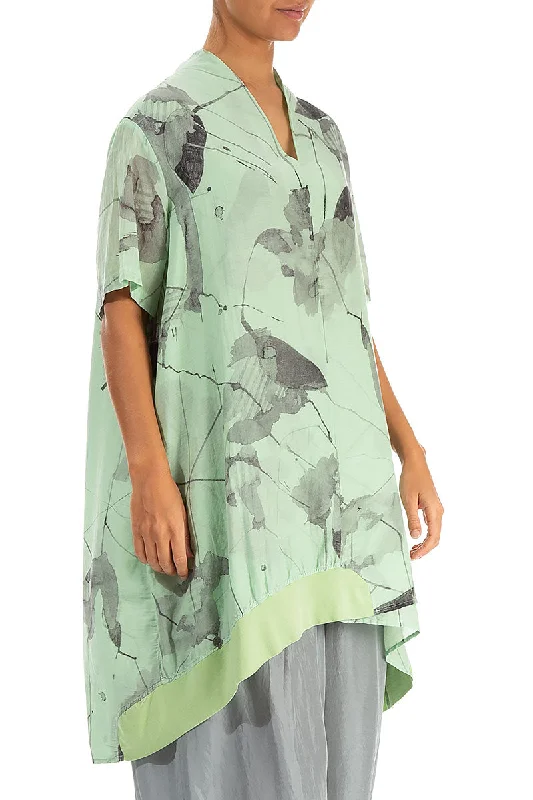 V-Neck Green Sorbet Mirage Silk Cotton Tunic