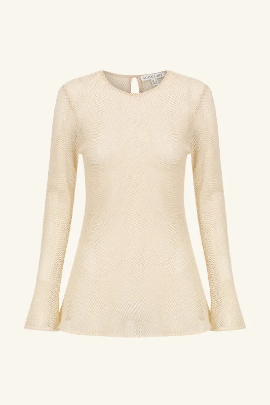 VALERIA ROUND NECK LONG SLEEVE TOP - OAT