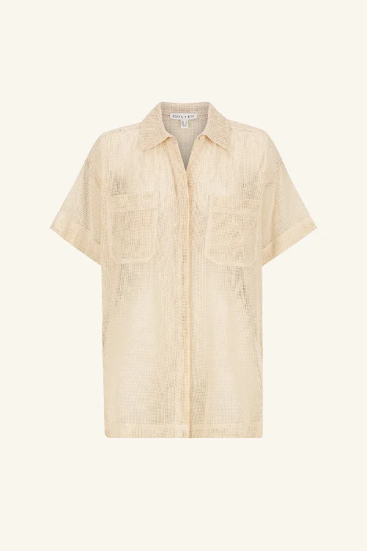 VALERIA SHORT SLEEVE LONG LINE SHIRT - OAT