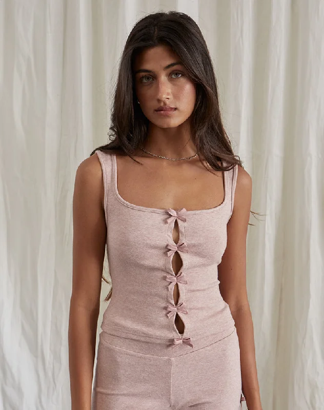 Vonnie Bow Vest Top in Knit Sandy Pink