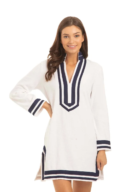 White/Navy Terry Tunic