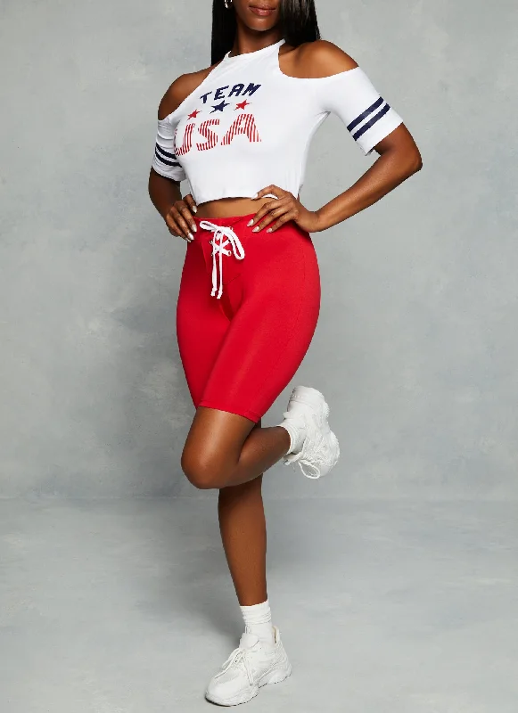 Team USA Cold Shoulder Crop Top