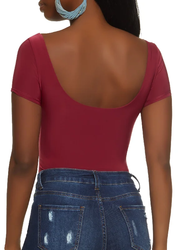 Ruched Front Scoop Neck Bodysuit