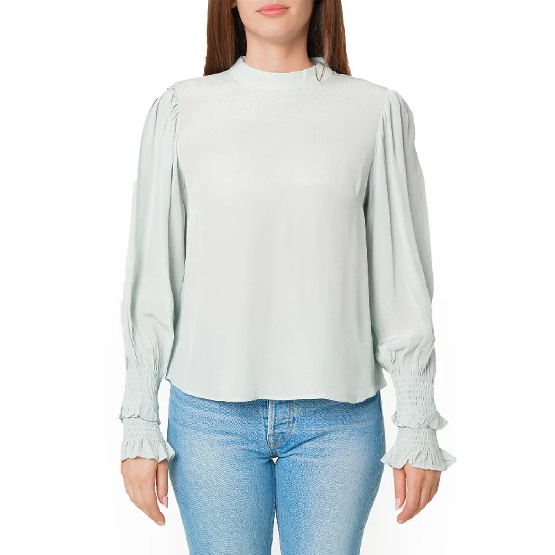 Women's Dotted Tie Neck Blouse in Sage