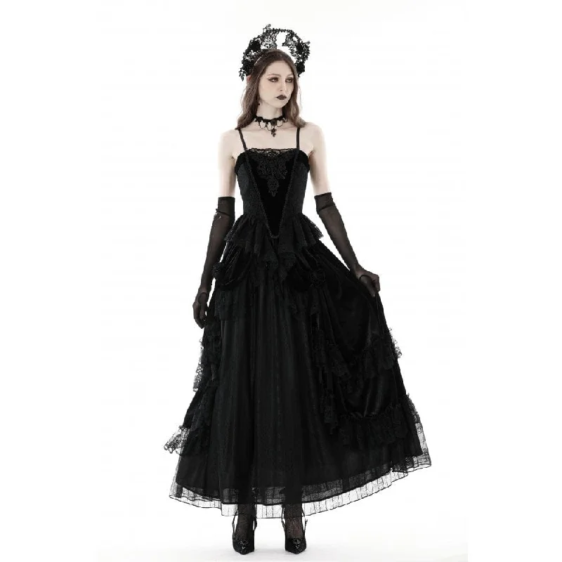 Women's Gothic Floral Embroidered Velvet Bustier