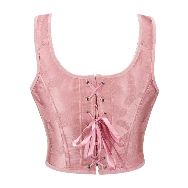 Women's Grunge Lace-up Feather Printed Bustier