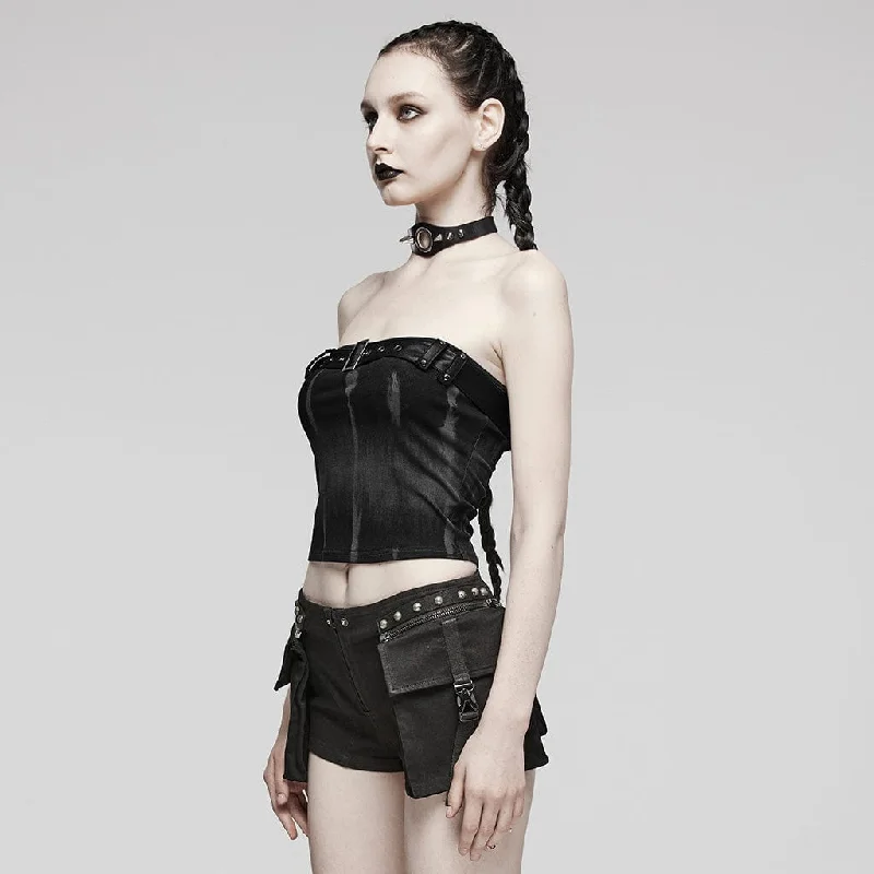 Women's Punk  Buckle Eyelet Bustier