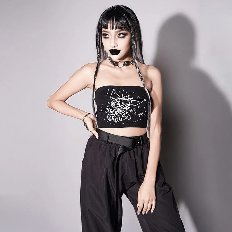 Women's Punk Cartoon Demon Printed Bustier