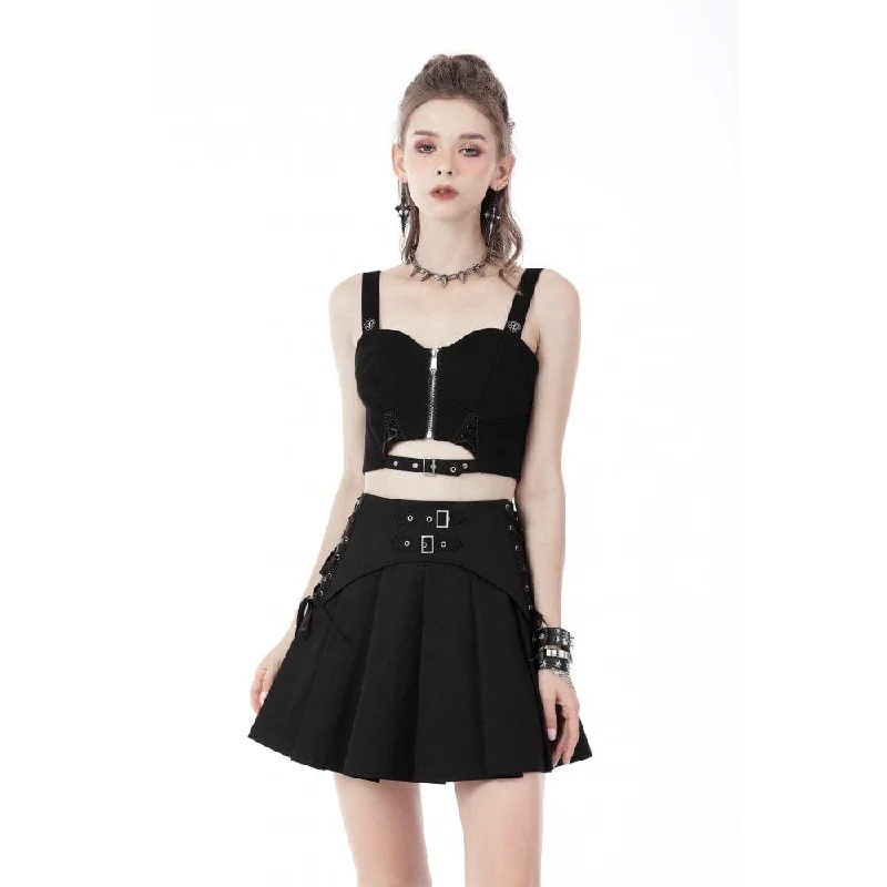 Women's Punk Front Zip Cutout Bustier