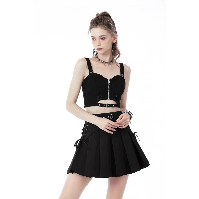 Women's Punk Front Zip Cutout Bustier