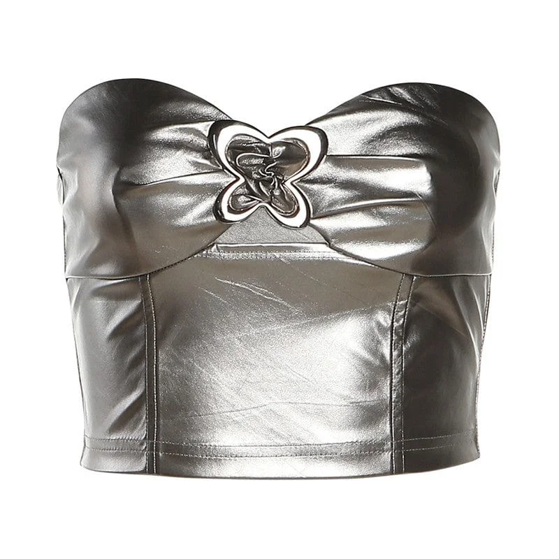 Women's Punk Glistening Zipper Bustier