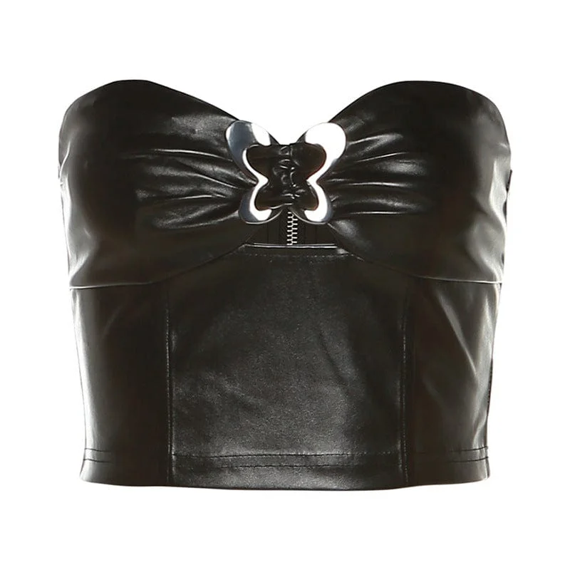 Women's Punk Glistening Zipper Bustier