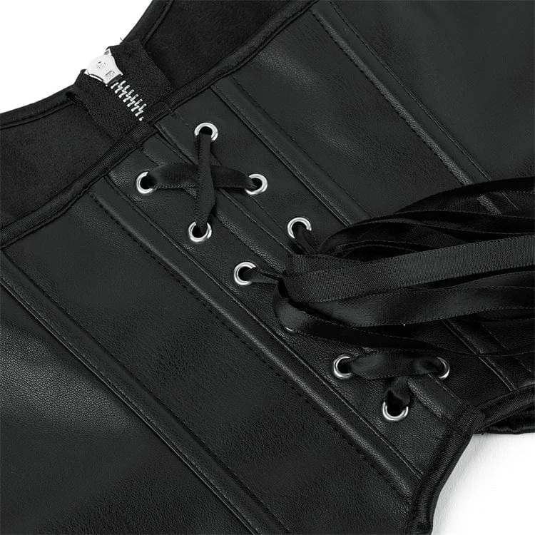 Women's Punk Zipper Halterneck Faux Leather Bustier