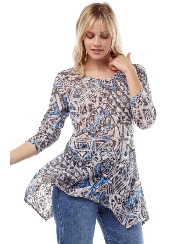 ""Zenon"" Print Cotton Burnout Asbury Tunic